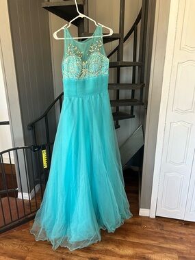 Aqua Formal Gown- please see measurements for size